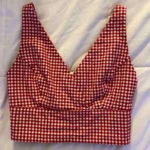 Red and white crop top